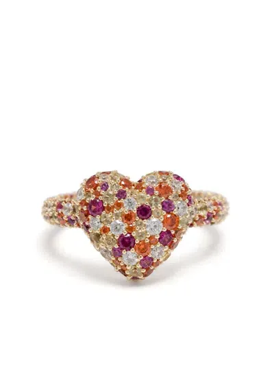 Apm Monaco Multicolor Heart Ring In Gold