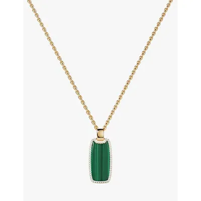 Apm Monaco Malachite Medal Necklace In Yellow Gold