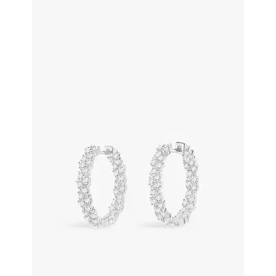 Apm Monaco Womens Pavé Sterling-silver And Cubic Zirconia Hoop Earrings