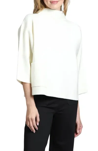 Apny Funnel Neck Patch Pocket Sweater In Winter White