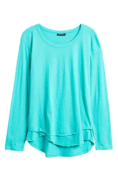 Apny Layered Hem Cotton Slub Top In Garden Green