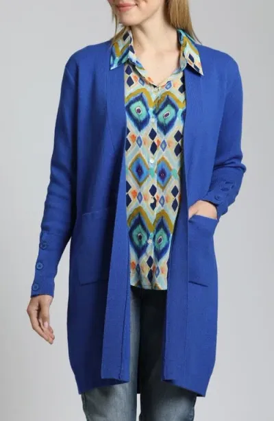 Apny Longline Cardigan In Cadet Blue