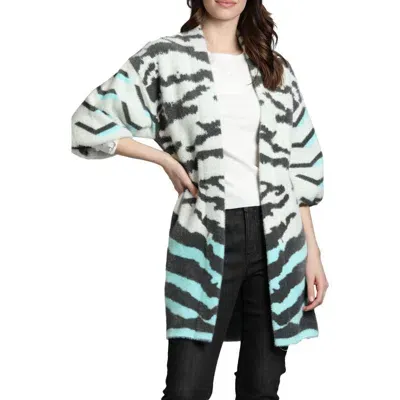 Apny Ombré Zebra Stripe Cardigan In Natural Multi