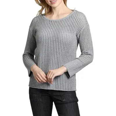 Apny Open Stitch Scoop Neck Sweater In Silver Grey