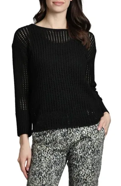 Apny Open Stitch Sweater In Black