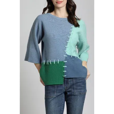 Apny Ottoman Colorblock Sweater In Blue Multi