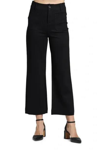 Apny Ponte Wide Leg Crop Pants In Black