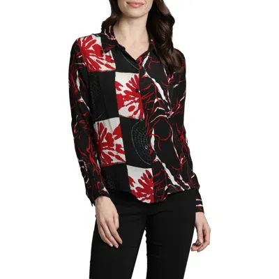 Apny Printed Button-up Shirt In Red Multi