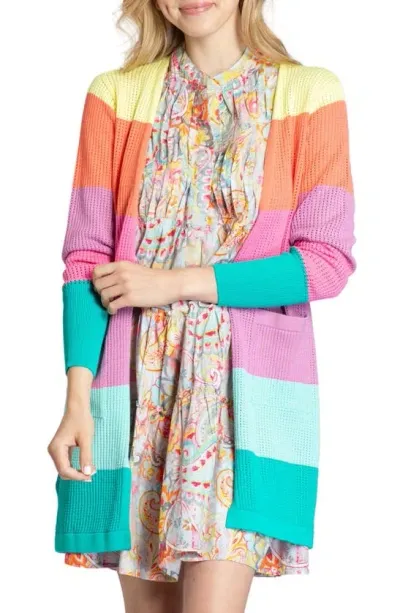 Apny Rainbow Cardigan In Pink Multi