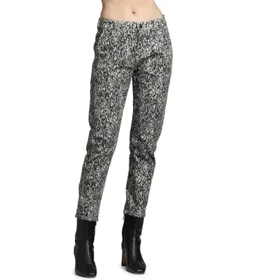 Apny Scribble Abstract Print Stretch Cotton Crop Pants In Black Multi