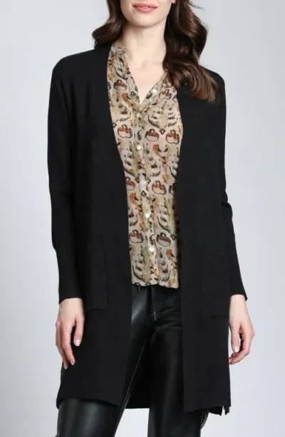 Apny Side Button Duster Cardigan In Black