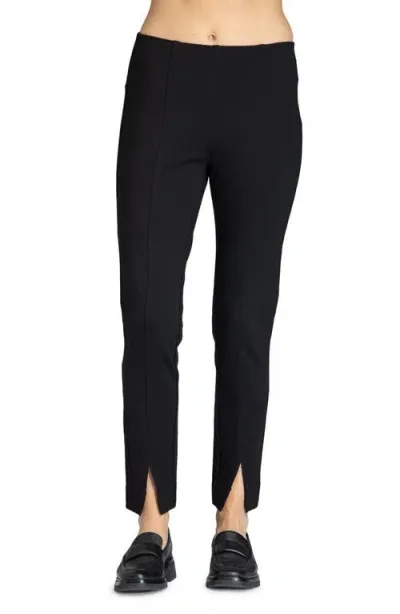 Apny Split Hem Pull-on Crop Slim Pants In Black