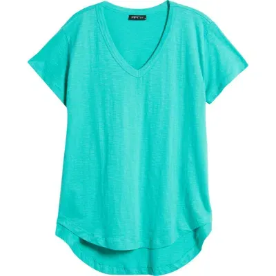 Apny V-neck High-low T-shirt In Garden Green