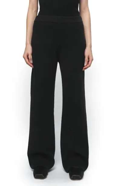 Apparis Allegra Knit Wide Leg Pants In Noir