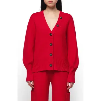 Apparis Anderson Rib Cardigan In Rouge