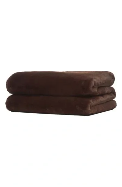 Apparis Brady Faux Fur Throw Blanket In Brown