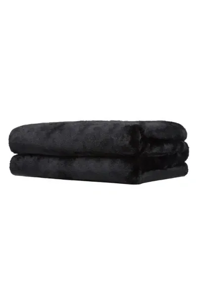 Apparis Brady Faux Fur Throw Blanket In Black