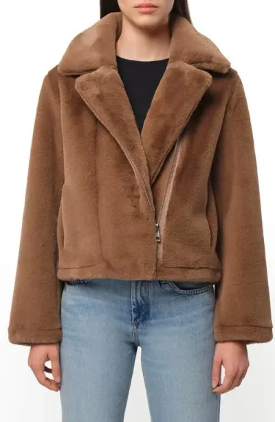 Apparis Dahlia Pluche™ Faux Fur Moto Jacket In Camel