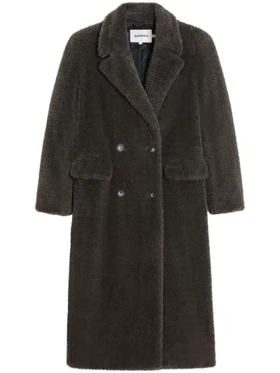 Apparis Double-breasted Coat In Grey