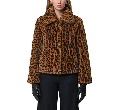 Apparis Elis Faux Fur Leopard Print Jacket In Brown