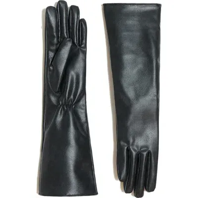 Apparis Gwen Faux Leather Gloves In Noir