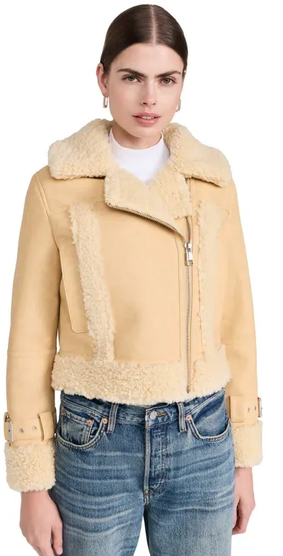 Apparis Jay Supple Sans Leather Bonded Coat Custard