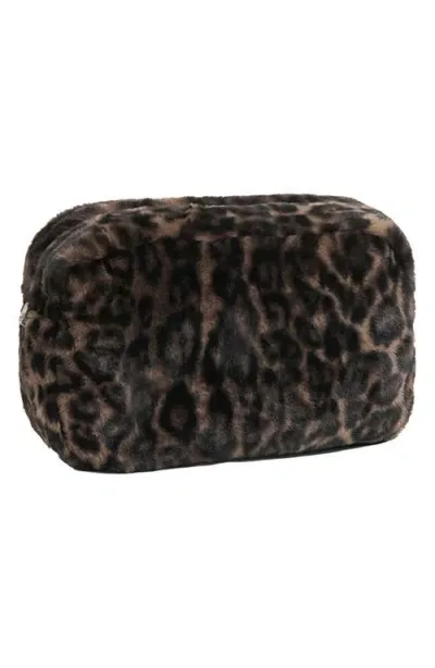 Apparis Jumbo Noor Leopard Print Faux Fur Pouch In Dark Leopard