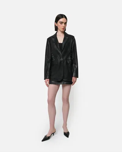 Apparis Faux-leather Blazer In Black