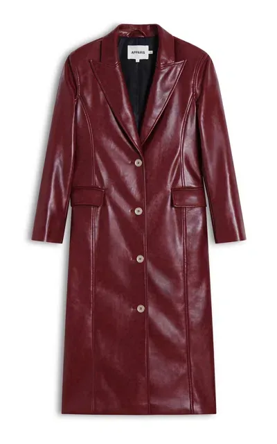 Apparis Lauren Recycled Leather Coat In Red