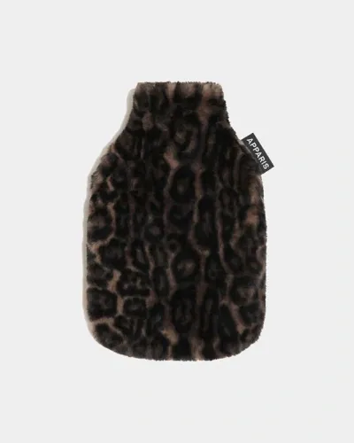 Apparis Meena Dark Leopard Hot Water Bottle In Brown