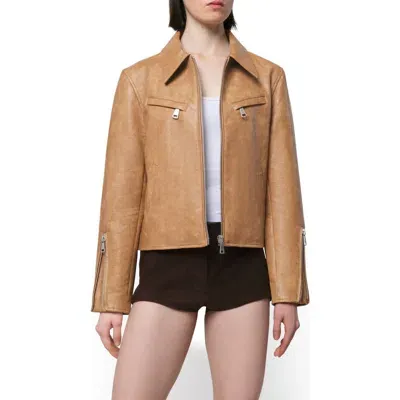 Apparis Zip-fastening Classic-collar Jacket In Tan