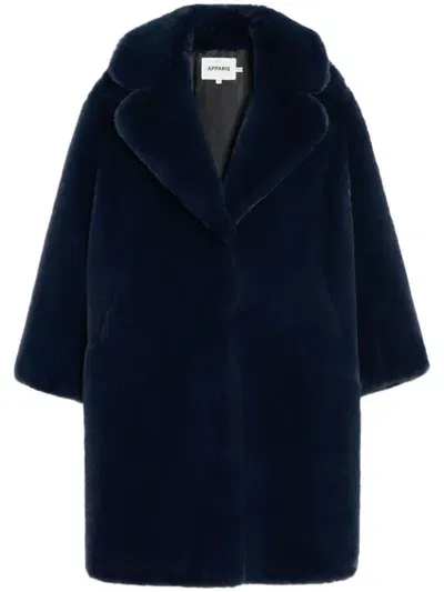 Apparis Steffi Wide-lapels Faux-fur Coat In Blue