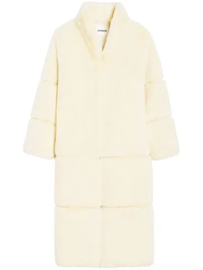 Apparis Sylke V-neck Faux-fur Coat In White