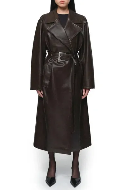 Apparis Tate Faux Leather Trench Coat In Java