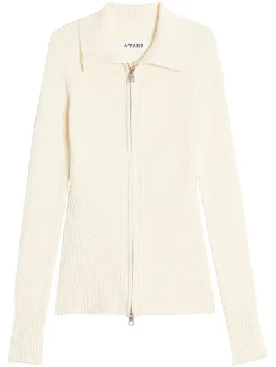 Apparis Zip-up Cardigan In White