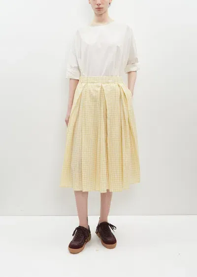 Apuntob Cotton Check Skirt In Citron