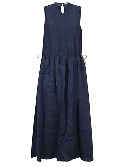 Apuntob Linen Midi Dress In Blue