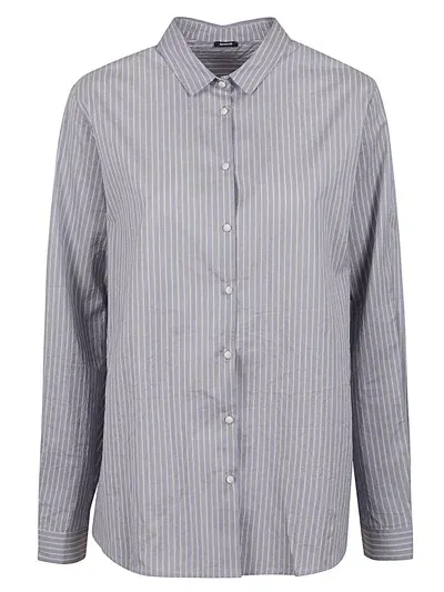 Apuntob Striped Cotton And Silk Shirt In Clear Blue