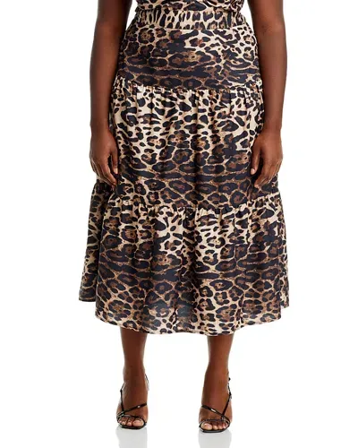 Aqua Animal Print Midi Skirt - Exclusive In Black/brown