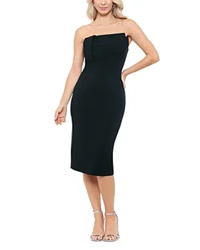 Aqua Asymmetric Woven Detail Strapless Dress - Exclusive In Black