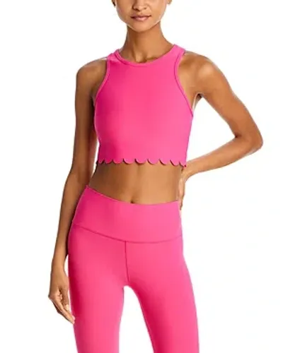 Aqua Athletic Scallop Hem Crop Top - Exclusive In Magenta