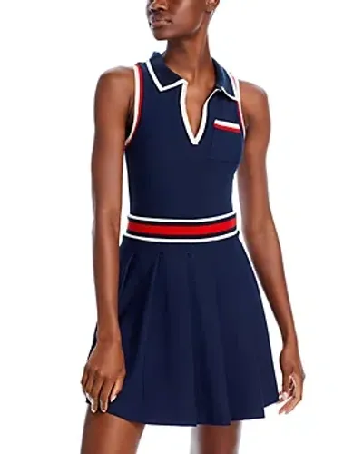 Aqua Athletic X Venus Williams Collared Pleated Mini Dress - Exclusive In Navy