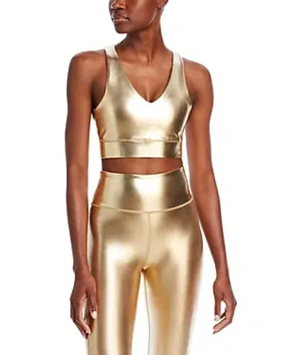 Aqua Athletic X Venus Williams Metallic V Neck Bra - Exclusive In Gold