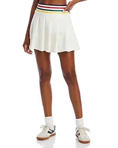 Aqua Athletic X Venus Williams Striped Waistband Pleated Skort - Exclusive In Ivory