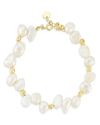 Aqua Baroque Cultured Freshwater Pearl Flex Bracelet - Exclusive In White/gold