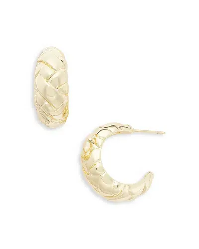 Aqua Basket Weave Sculptural C Hoop Earrings In 14k Gold Plated - Exclusive