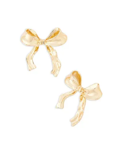 Aqua Bow Drop Earrings - Exclusive In Gold