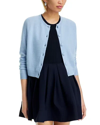 Aqua Cashmere Crewneck Cardigan - Exclusive In Chambray