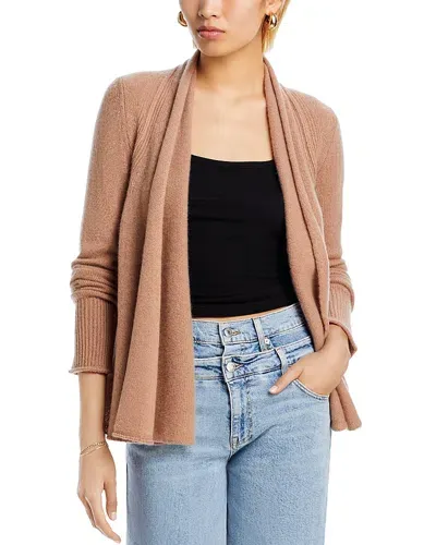 Aqua Cashmere Drape Front Cardigan - Exclusive In Camel