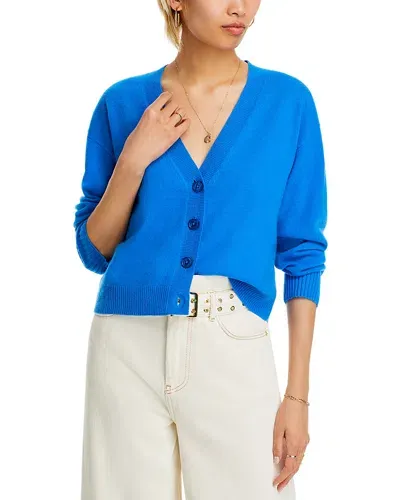 Aqua Cashmere V Neck Cardigan - Exclusive In Bright Blue